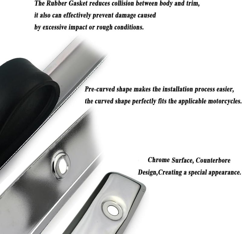 Twinyan Motorcycle Windshield Windscreen Trim Chrome Steel Thin Fairing Smooth for 2014-2023 Harley Electra Street Glide Touring Bike - Image 2